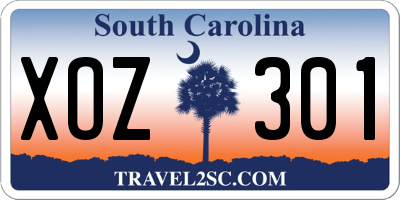 SC license plate XOZ301