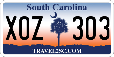 SC license plate XOZ303