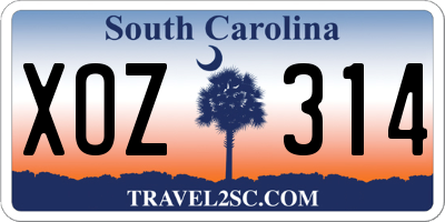 SC license plate XOZ314