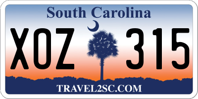SC license plate XOZ315