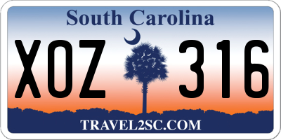 SC license plate XOZ316