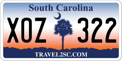 SC license plate XOZ322
