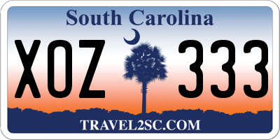 SC license plate XOZ333