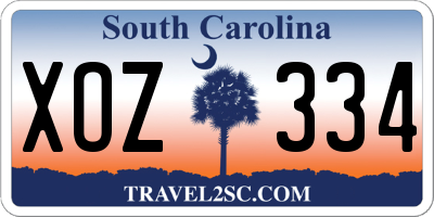 SC license plate XOZ334
