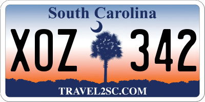 SC license plate XOZ342