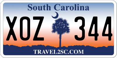 SC license plate XOZ344