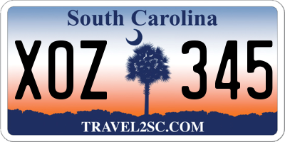 SC license plate XOZ345