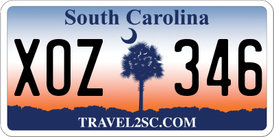SC license plate XOZ346