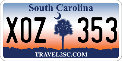 SC license plate XOZ353