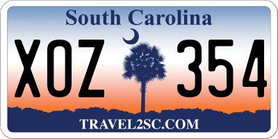 SC license plate XOZ354