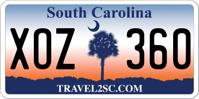 SC license plate XOZ360