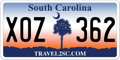 SC license plate XOZ362