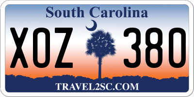 SC license plate XOZ380