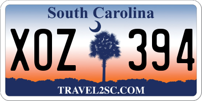SC license plate XOZ394