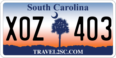 SC license plate XOZ403