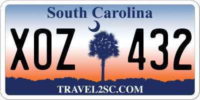 SC license plate XOZ432