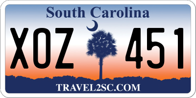 SC license plate XOZ451