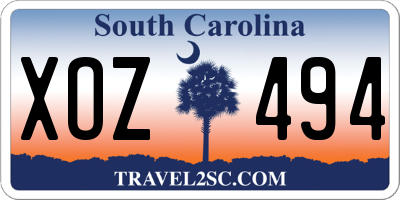 SC license plate XOZ494