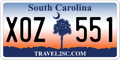 SC license plate XOZ551