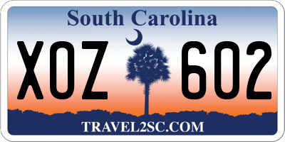 SC license plate XOZ602