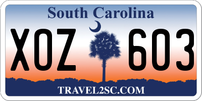 SC license plate XOZ603