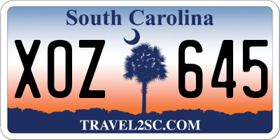 SC license plate XOZ645