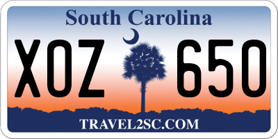 SC license plate XOZ650