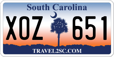 SC license plate XOZ651