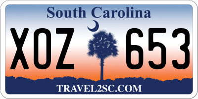 SC license plate XOZ653
