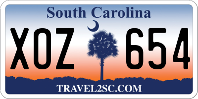 SC license plate XOZ654