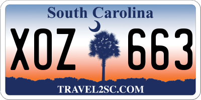 SC license plate XOZ663