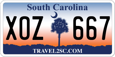 SC license plate XOZ667