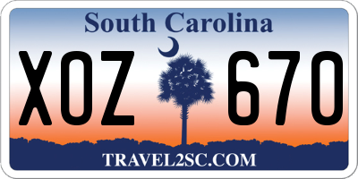 SC license plate XOZ670