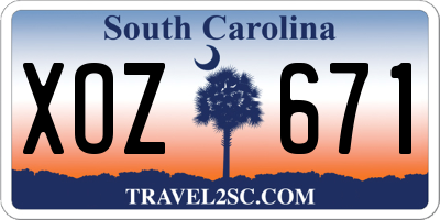 SC license plate XOZ671