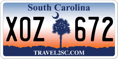 SC license plate XOZ672