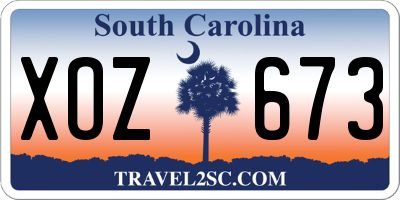 SC license plate XOZ673