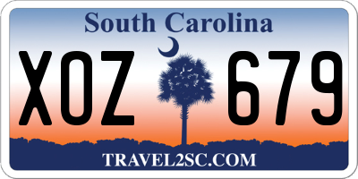 SC license plate XOZ679