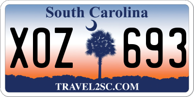 SC license plate XOZ693