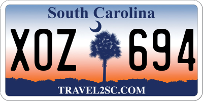 SC license plate XOZ694