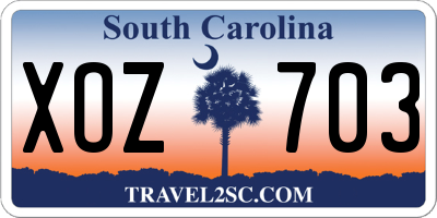 SC license plate XOZ703