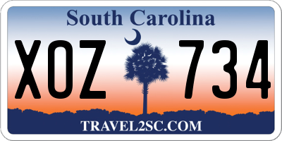 SC license plate XOZ734