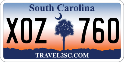 SC license plate XOZ760