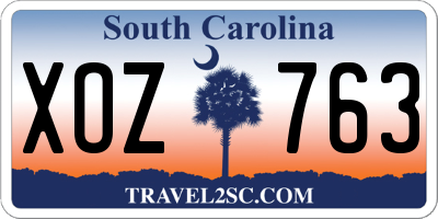 SC license plate XOZ763