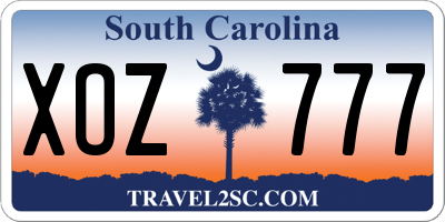 SC license plate XOZ777