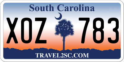 SC license plate XOZ783