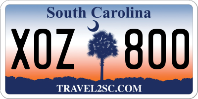 SC license plate XOZ800