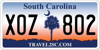 SC license plate XOZ802