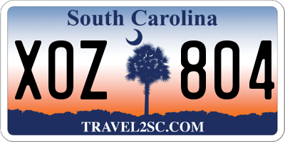 SC license plate XOZ804