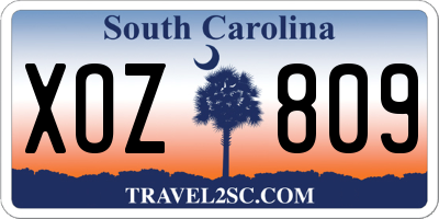 SC license plate XOZ809