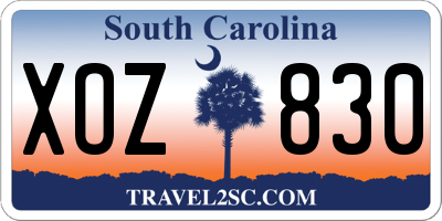 SC license plate XOZ830